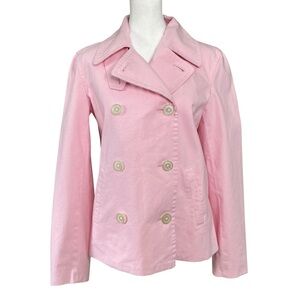 Chaps Palm Beach Lady Pink Cotton Spring Peacoat Double Breasted (Size S)